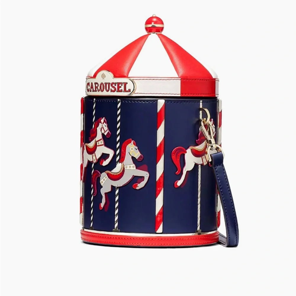 NWT KATE SPADE Winter‎ Wonders 3D Carousel Leather Crossbody Shoulder Bag